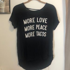 Black shirt with writing